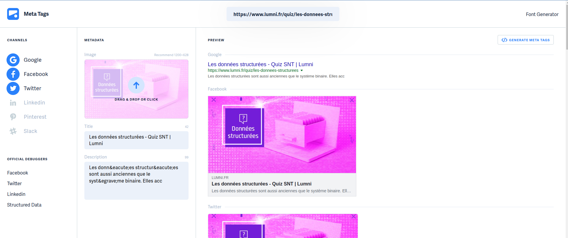 Metédonnées d'une page web